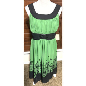 NWT Jonathan Martin Green Floral Dress sleeveless fairy goth sz 14P 90s/Y2K